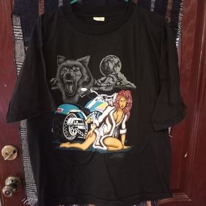 Vtg 90's SCOOTERZ Chicago Illinois Pin Up Girl Biker T-shirt XL Single Stitch